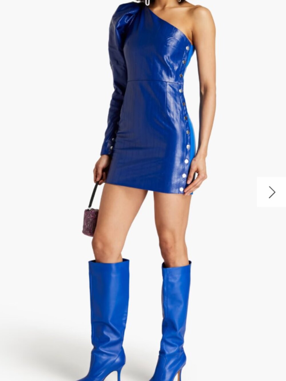 ROTATE Birger Christensen Cobalt Faux Leather One-Shoulder Mini